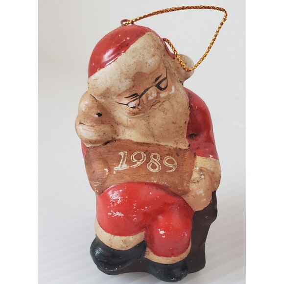 VTG Ceramic Christmas Ornaments 1989 Santa Toy Soldier Rocking Horse Rustic Lot - Picture 3 of 10